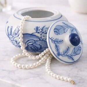 Vintage Blue & White Chinoiserie Ginger Jar Bud Vase 4" Porcelain – New